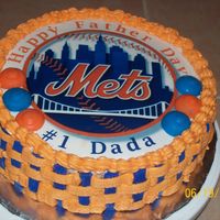 N.y Mets Father Day Cake My husband is a big fan of the mets and my baby girl told me to do it hope that he like it .Carrot with butter cearm icing