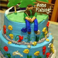 Fishing And Swimming this cake was for a friend who was turning 70 and enjoys fishing and swimming. Thanks for looking!
