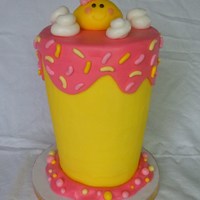 Pink Lemonade Pink Lemonade Themed Cake. 6 inch round by 8 inch tall carved cake. Alternating layers of strawberry and lemon cake with lemon butter cream...