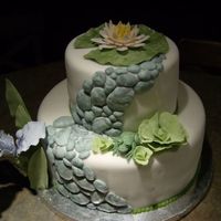 Water Garden Theme The models for this cake came from my garden.... the water lily, lily pad, water lettuce, Japanese iris, river rock, and even the frog. All...