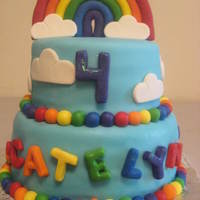 Rainbow And Hearts Birthday Fun Cake Gumpaste rainbow I did days in advance and put skewers in the bottom of each half to be able to stick it onto the cake. Took FOREVER to...