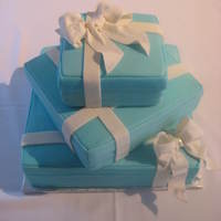 Tiffany Blue Wedding Cake MMF covered and gumpaste bow.