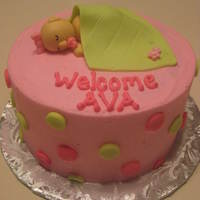 Welcome Baby Ava! Gumpaste baby~got the idea from this website! Buttercream covered with fondant polka dots and blanket. Thanks so much for looking! This was...