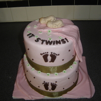 It's Twins! MMF, MMF babies hand painted. Chocolate cake with chocolate ganach filling, white cake with chocolate ganach filling. Colors were sage...