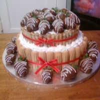 Chocolate Covered Strawberries I made this cake for mother's day @work. Almond cake with vanilla pudding and marble chocolate chip cake with nutella. TFL!!