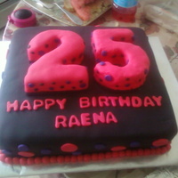 25Th Birthday I wasn't too happy with this cake, numbers were made out of cake, they were a pain to cover, but the birthday girl loved it.