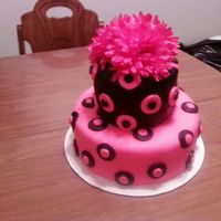 Pink & Black Polka Dot Birthday Cake 