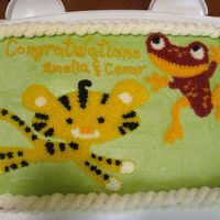 Jungle Animal Baby Shower Cake Baby shower cake for my friend. They have a jungle theme nursery and she loves frogs.