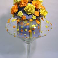 Enlighment Birthday chocolate cast buddha on hill over gift cake in glass