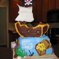 Philip's Pirate Ship I was so excited about this cake-it was for my son's 3rd birthday, and he was really in to pirates. It really turned out (almost)...