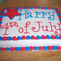 4Th Of July Cake Chocolate cake filled and iced with all butter BC.