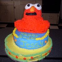 Elmo ELMO CAKE ITS ALL BUTTERCREAM , ELMO FELL OFF IT WAS A DISASTER , THIS WAS FRIST CAKE I EVER MADE FOR ANYONE.