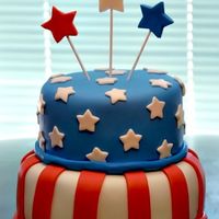 July 4Th Flag Cake 4 layer two tier Fourth of July flag cake for a family reuinion, made with Marshmallow fondant