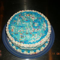 Traditional Birthday Cake Made By My Kids! This was a birthday cake that my kids (6 year old daughter and 2 year old son) made for their Daddy's birthday.