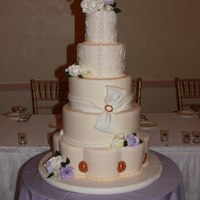 Rosa's Wedding Cake Tall & Wide... Those are the two words that come to mind when describing myself and this cake! The bottom tier was an 18 inch cake,...