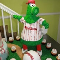 Phillies Phanatic Cake! I am not a fan of sports and the closest I have ever gotten to a stadium is the restaurant supply store right across the football field...