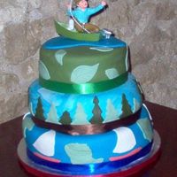 The Great Outdoors 3 tiered chocolate cake. Decorated in an "outdoors" theme.