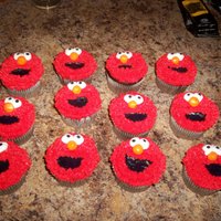 Elmo Cupcakes Triple chocolate cupcakes, with whipped icing, and buttercream accents(eyes, nose and mouth). A friend saw these and asked me to make them...