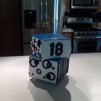 18Th B-Day For Guy black and white designs, different on each side of the cube. The tops are blue fondant with a coat of vodka and blue luster dust for the...