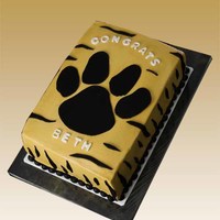 Graduation Cake Graduate is going to DePauw after high school so wanted the mascot tiger paw on the cake. "Amazing Chocolate Cake" recipe (posted...