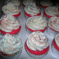 Red White And Blue Cupcakes made these to bring to work for the 4th of july. vanilla cupcakes with buttercream frosting.