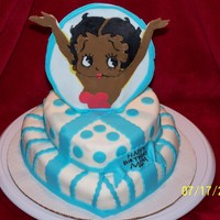 Betty Boop Two tier Heart Cake with Betty Boop popping out of the top. This cake was made for my friend's mom who is crazy about Betty!