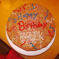 Uncles Birthday Cake Chocolate cake with chocolate BC icing. edible gels for writing. this cake was done in about an hour. not my best work so far, but for an...