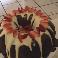 Fudgy Chocolate Cake With Strawberries. Round 2 for my chocolate bundt, still improving the ganache.