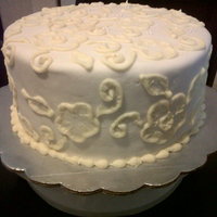 Practice Embroidery Cake BC frosted cake, details in BC. WASC and blackberry filling.