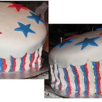 Happy 4Th! I originally hoped to do a full topsy turvy cake, but ran out of time & energy, so here's one layer. My stripes are messy, but it...