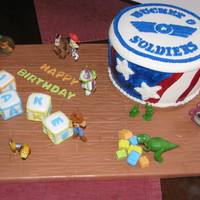 Toy Story "andy's Room" Did this one for my son's 4th birthday. He is obsessed with Toy Story. he loves the soliders, I copied the bucket of soliders from the...