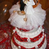 Red And White Western Wedding Cake Classic White Wilton recipe cake with White buttercream and red MMF fondant. I was so happy with the way this cake turned out...I was a...