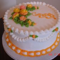 First Cake My very first cake decorating endeavor. This is my final cake for a beginners decorating class.