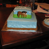 Horse And Foal Cake i made this for my nephew. all buttercream