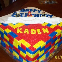 Lego Cake a lego cake for my nephew. i dea was copied directly from other cakes i saw here on CC. thanks for the inspiration!