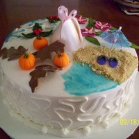 4 Seasons Theme of shower was the 4 seasons of the year so I divided the top of the cake into 4 sections and decorated for that season.