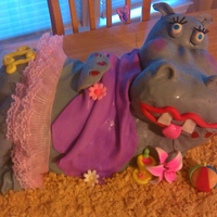Beach Bum - Hippo Cake Body is cake - head is RK - covered in MMF - accents are gumpaste - TFL