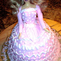 Pink Party Doll Cake We had a pink party for my daughter's 5th birthday. Pink doll cake. Wilton's dome pan, with white cake, filled w rasberry...