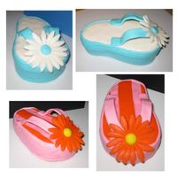 Mini Flip Flop Cakes My first attempt at these. WASC cake with strawberry cream filling. Outer in MMF.