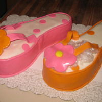Flip Flops WASC cake with buttercream icing and covered in MMF