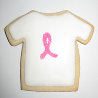 Pink Ribbon T-Shirt Cookie Sugar cookie with RI and pink sanding sugars