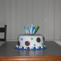 Vicki And Barb's Bday Simple birthday cake for co-workers. All chocolate underneath, covered by fondant.