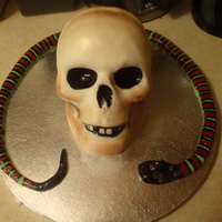 Skull Cake I did this for my nephew for his birthday. Vanilla cake covered in fondant and highlighted with luster dust