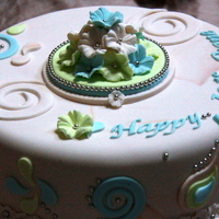 19Th Birthday Cake This client wanted something blue with a touch of green and retro along with simplicity. So this is what I came up with.... the pics don&#...