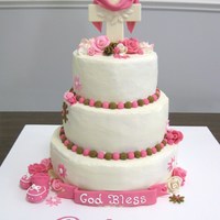 Christening Cake Christening Cake with Buttercream frosting and gumpaste accents.