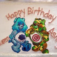 Carebears Birthday Edible paper colored with food coloring markers on buttercream