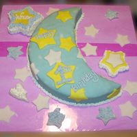 Moon 1St Birthday Cake Covered in fondant and buttercream