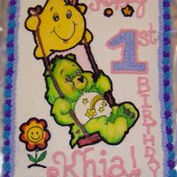 Carebear 1St Birthday Edible paper on buttercream