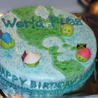 World Peas Decorated in buttercream with fondant "peas"