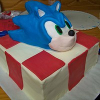 Sonic The Hedgehog 10" Cake with RKT Sonic covered in Candy Clay